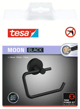 Matowoczarny uchwyt na papier toaletowy bez pokrywy Tesa Moon Black z montażem tesa Power.Kit bez wiercenia