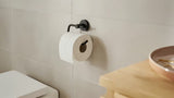 Matowoczarny uchwyt na papier toaletowy bez pokrywy Tesa Moon Black z montażem tesa Power.Kit bez wiercenia
