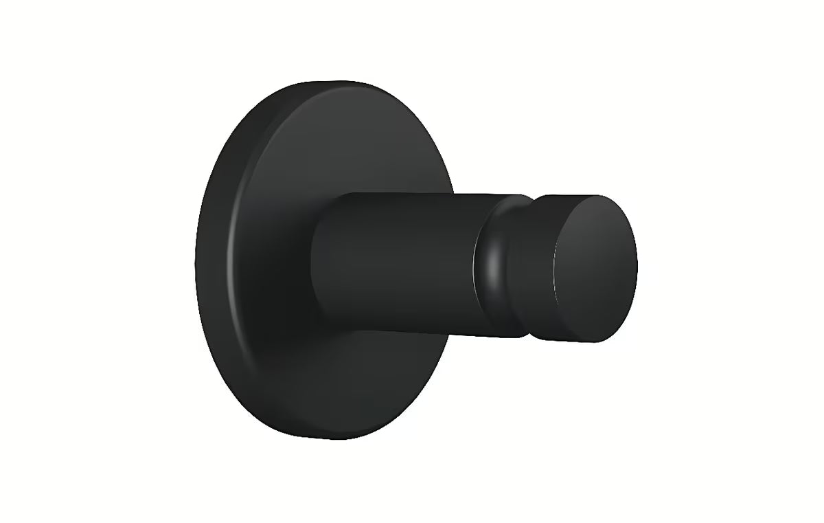 Matowoczarny haczyk na ręczniki Tesa Moon Black z montażem klejonym Tesa Power.Kit bez wiercenia