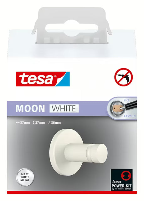 Matowobiały haczyk na ręczniki Tesa Moon Black z montażem klejonym bez wiercenia