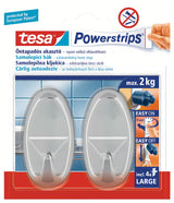 Duże samoprzylepne haczyki Tesa Powerstrips w chromowanym wykończeniu pro, montaż bez wiercenia