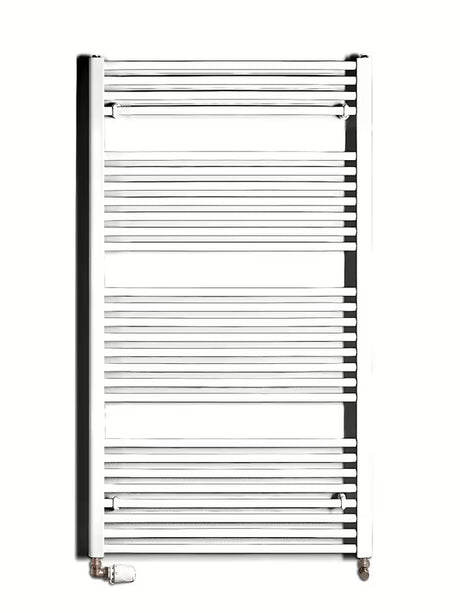 Biały kombinowany rurowy grzejnik łazienkowy Thermal Trend KD 132x75 cm, odpowiedni do łazienki