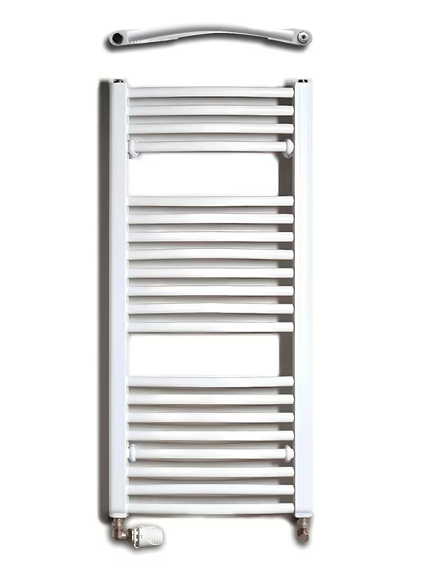 Biały kombinowany rurowy grzejnik łazienkowy Thermal Trend KDO 45x98 cm do łazienki.