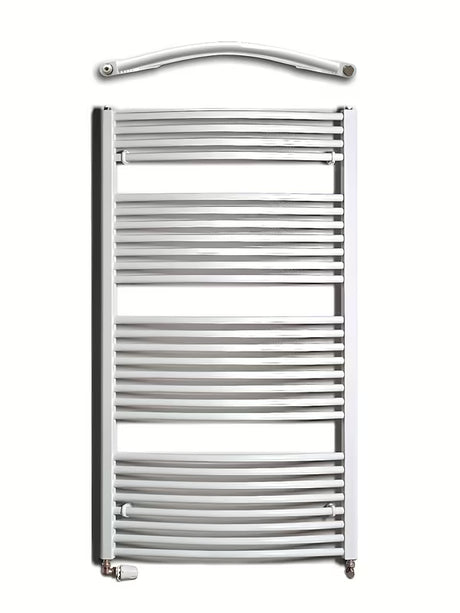 Biały kombinowany rurowy grzejnik łazienkowy Thermal Trend KDO 132x75 cm pro do łazienki lub przedpokoju.