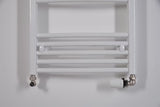 Biały kombinowany rurowy grzejnik łazienkowy Thermal Trend KDO 132x75 cm pro do łazienki lub przedpokoju.