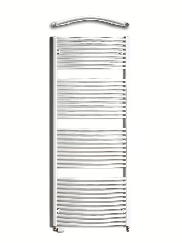 Biały kombinowany rurowy grzejnik łazienkowy Thermal Trend KDO o wymiarach 75x185 cm, odpowiedni do łazienki.
