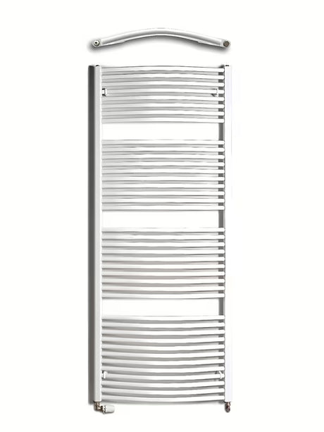 Biały kombinowany rurowy grzejnik łazienkowy Thermal Trend KDO o wymiarach 75x185 cm, odpowiedni do łazienki.