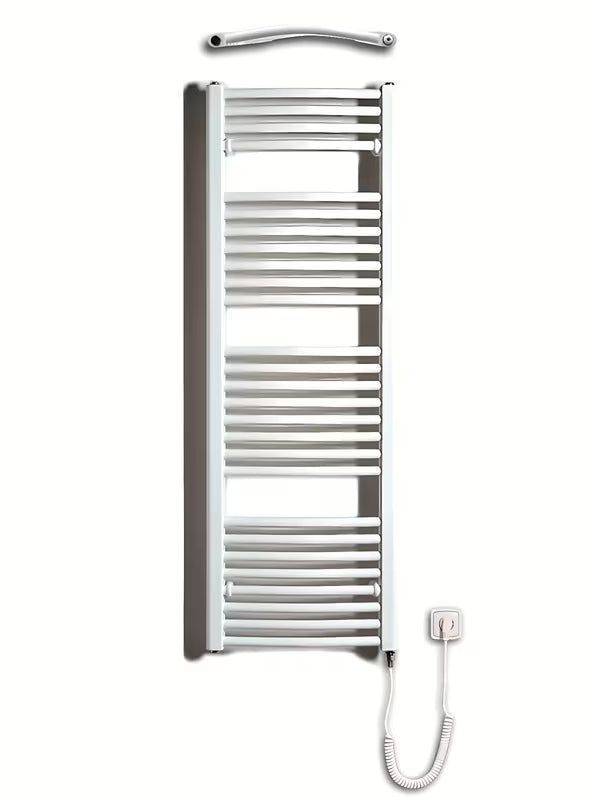 Biały elektryczny rurowy grzejnik łazienkowy Thermal Trend KDOE 450x1320 mm do łazienki.