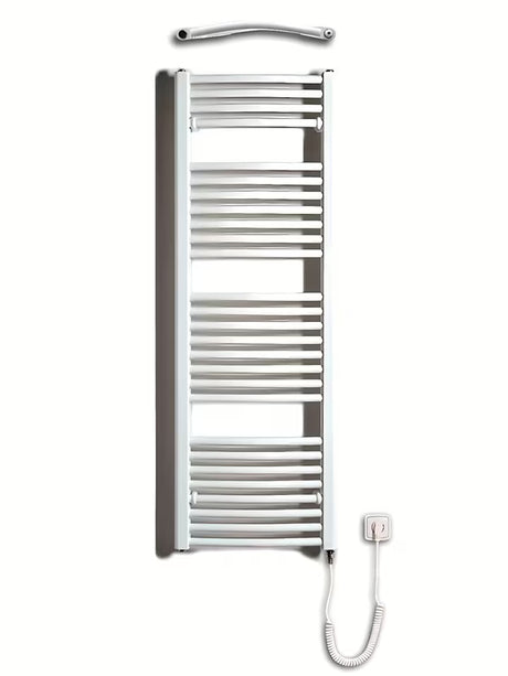 Biały elektryczny rurowy grzejnik łazienkowy Thermal Trend KDOE 450x1320 mm do łazienki.