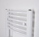 Biały elektryczny rurowy grzejnik łazienkowy Thermal Trend KDOE 450x1320 mm do łazienki.