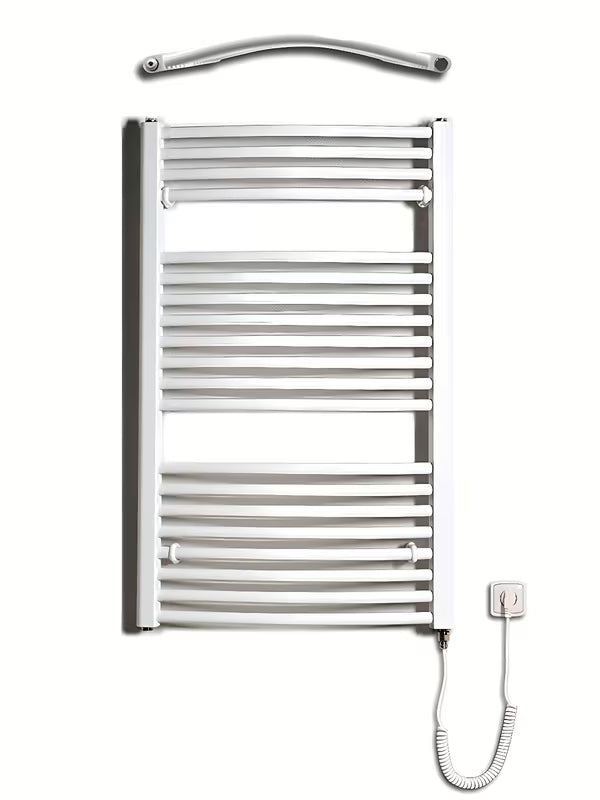 Biały elektryczny rurowy grzejnik łazienkowy Thermal Trend KDOE 600x960 mm z grzałką