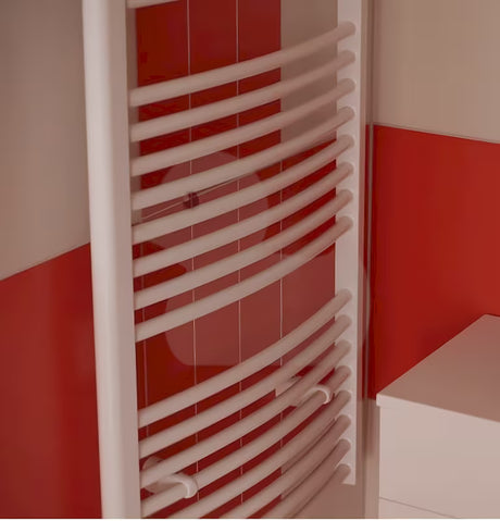 Biały elektryczny rurowy grzejnik łazienkowy Thermal Trend KDOE 600x960 mm z grzałką