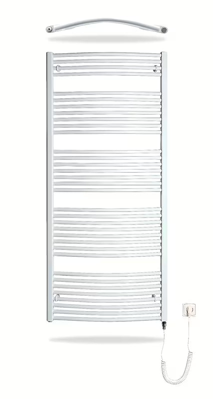 Biały elektryczny grzejnik rurowy grzejnik łazienkowy Thermal Trend KDOE 750x1680 mm z grzałką 700 W
