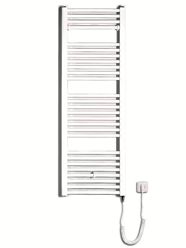 Biały prosty elektryczny grzejnik łazienkowy Thermal Trend 600x1680 mm z grzałką 600 W