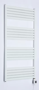 Biały elektryczny grzejnik łazienkowy Thermal Trend KH Economy 120x60 cm z termostatem KTX 4 i wyświetlaczem LED.