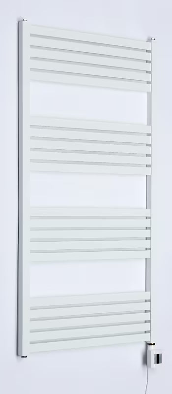 Biały elektryczny grzejnik łazienkowy Thermal Trend KH Economy 120x60 cm z termostatem KTX 4 i wyświetlaczem LED.