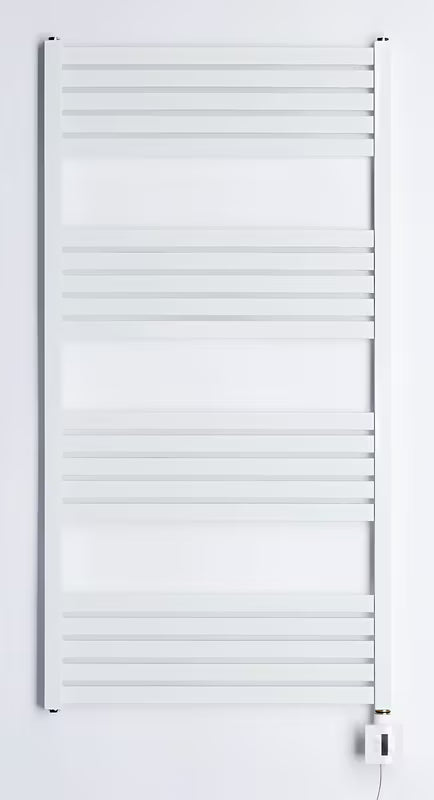 Biały elektryczny grzejnik łazienkowy Thermal Trend KH Economy 120x60 cm z termostatem KTX 4 i wyświetlaczem LED.