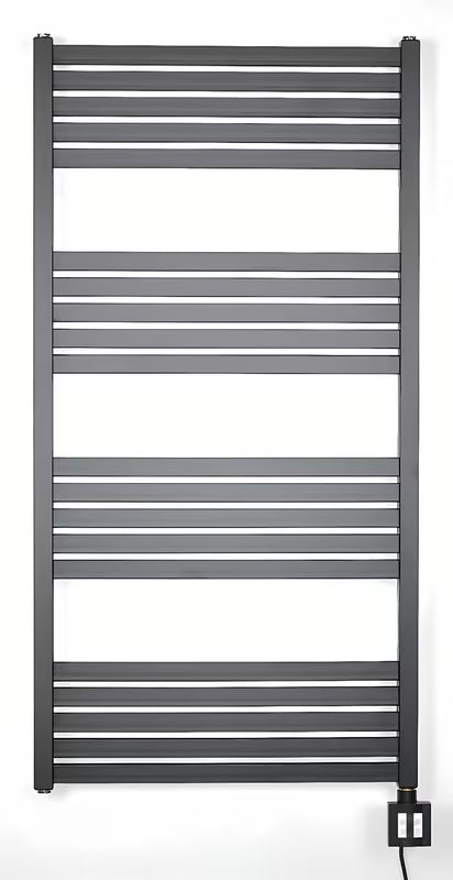 Elektryczny grzejnik łazienkowy Thermal Trend KH Economy 60x120 cm w kolorze czarnym matowym z termostatem KTX 4