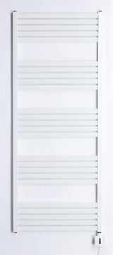 Biały elektryczny grzejnik łazienkowy Thermal Trend KH Economy 60x150 cm z termostatem KTX i niebieskim wyświetlaczem LED.