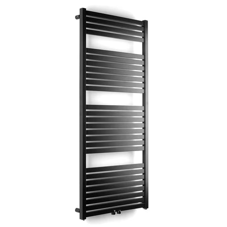 Czarny kombinowany grzejnik łazienkowy Thermal Trend KH 133x45 cm odpowiedni pro do ogrzewania wodnego i wodno-elektrycznego.