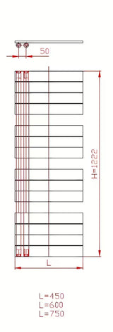 Kombinowany łazienkowy grzejnik łazienkowy Thermal Trend Oliver 45x122 cm w kolorze antracytowym