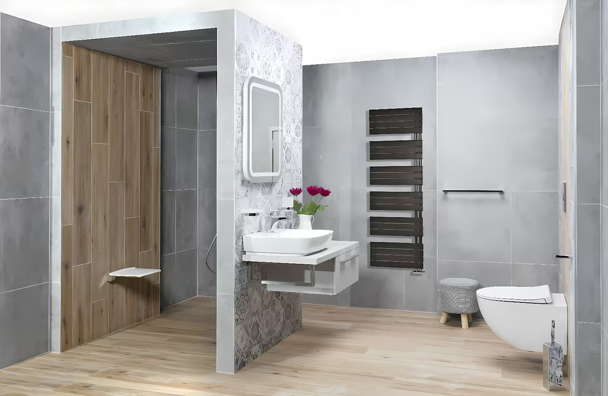 Kombinowany łazienkowy grzejnik łazienkowy Thermal Trend Oliver 151x45 cm w kolorze antracytowym