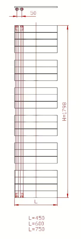 Kombinowany łazienkowy grzejnik łazienkowy Thermal Trend Oliver 179x60 cm w kolorze antracytowym