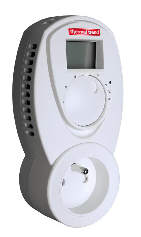 Thermal Trend Termostat TZ 33 do gniazdka z pokrętłem obrotowym i wyświetlaczem LCD pro regulacji temperatury.