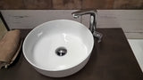Biała umywalka nablatowa  SIKO Triomini Slim z cienkościennej ceramiki 38,5x38,5 cm bez przelewu