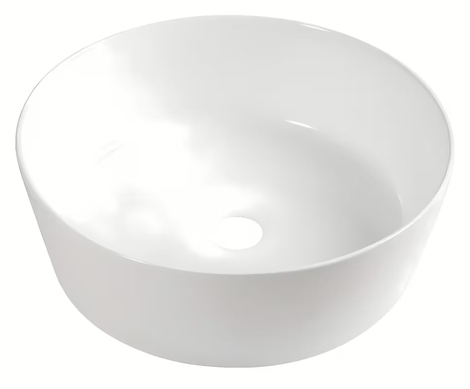 Biała umywalka nablatowa  Triomini Slim 40x40 cm z cienkościennej ceramiki z delikatnie falowanymi krawędziami