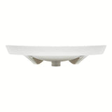 Białe wiszące bezprogowe umywalka Vitra 65x56 cm z ceramiki z przelewem i otworem pro baterię pośrodku.
