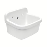 Biała wisząca ceramiczna zlew gospodarczy Vitra z przelewem, wymiar 43x37 cm.