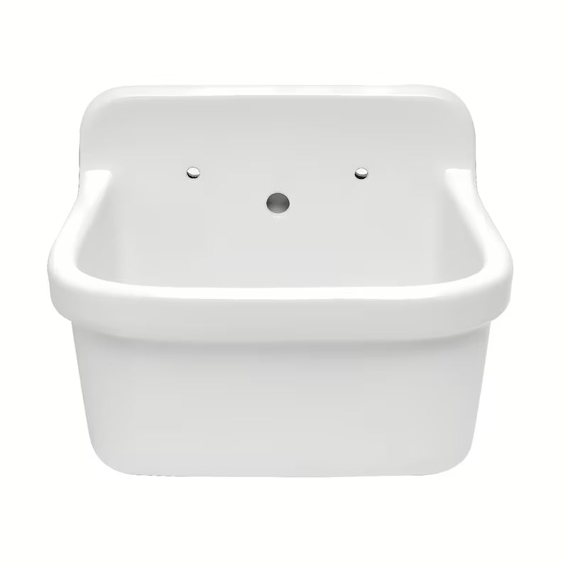 Biała wisząca ceramiczna zlew gospodarczy Vitra z przelewem, wymiar 43x37 cm.