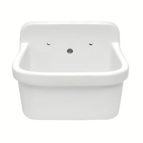 Biała wisząca ceramiczna zlew gospodarczy Vitra z przelewem, wymiar 43x37 cm.