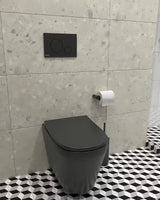 Czarna miska WC wisząca vitra Integra z deską soft Close ze spłukiwaniem Rim-Ex