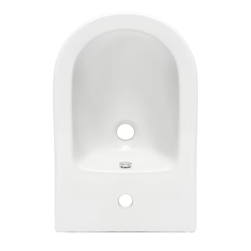 Biały wiszący bidet Vitra Integra z otworem na baterię i przelewem