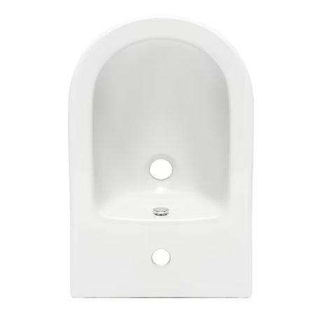 Biały wiszący bidet Vitra Integra z otworem na baterię i przelewem
