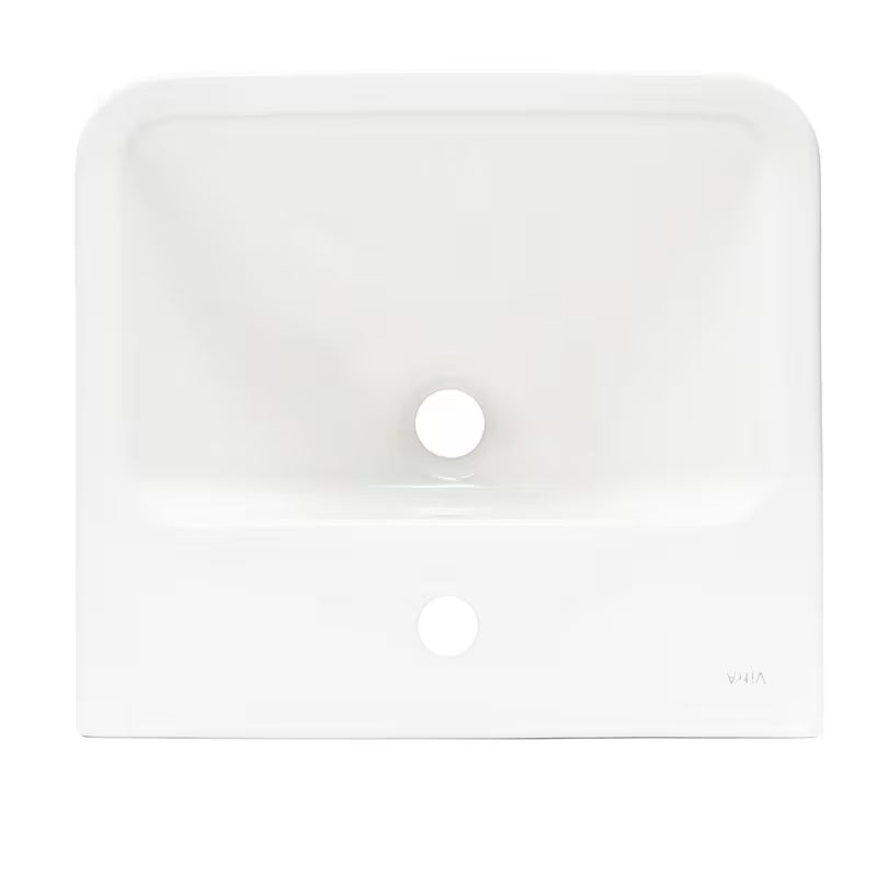 Biała ceramiczna umywalka wiszące vitra Integra 45x40 cm z otworem na baterię pośrodku