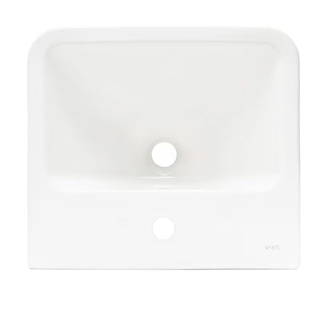 Biała ceramiczna umywalka wiszące vitra Integra 45x40 cm z otworem na baterię pośrodku