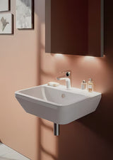 Biała ceramiczna umywalka wiszące vitra Integra 45x40 cm z otworem na baterię pośrodku