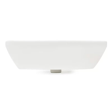 Biała ceramiczna umywalka wiszące vitra Integra 55x45 cm z otworem na baterię pośrodku i przelewem.