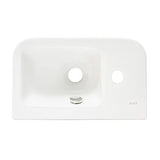 Biała ceramiczna mała umywalka Vitra Integra 37x22 cm z otworem na baterię po lewej stronie, w połysku