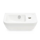 Biała ceramiczna mała umywalka Vitra Integra 37x22 cm z przelewem i otworem na baterię po prawej stronie