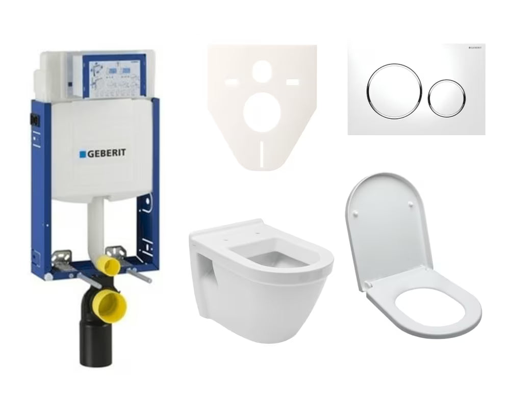 Zestaw WC podtynkowy vitra Integra z modułem do zabudowy, spłuczką Geberit i białym przyciskiem spłukującym