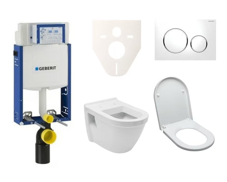 Zestaw WC podtynkowy vitra Integra z modułem do zabudowy, spłuczką Geberit i białym przyciskiem spłukującym