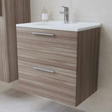 Zestaw mebli Łazienkowych Vitra Mia 59 x 39,5 cm w dekorze cordoba z szafką, umywalką, lustrem i oświetleniem LED