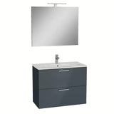 Zestaw mebli Łazienkowych Vitra Mia 79 x 39,5 cm w kolorze antracytowym z szafką, umywalką, lustrem i oświetleniem LED.
