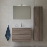 Zestaw mebli Łazienkowych Vitra Mia 79 x 39,5 cm w dekorze cordoba z szafką, umywalką, lustrem i oświetleniem LED