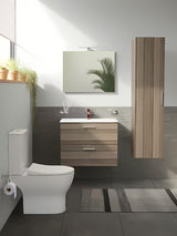 Wysoka wisząca szafka łazienkowa vitra Mia 35x35x145 cm w dekorze cordoba z drzwiczkami i półkami.