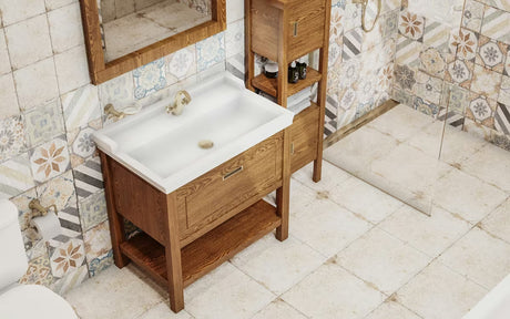 Biała ceramiczna umywalka wisząca Vitra Ricordi 80 x 53 cm z otworem pro na baterię pośrodku i z przelewem.